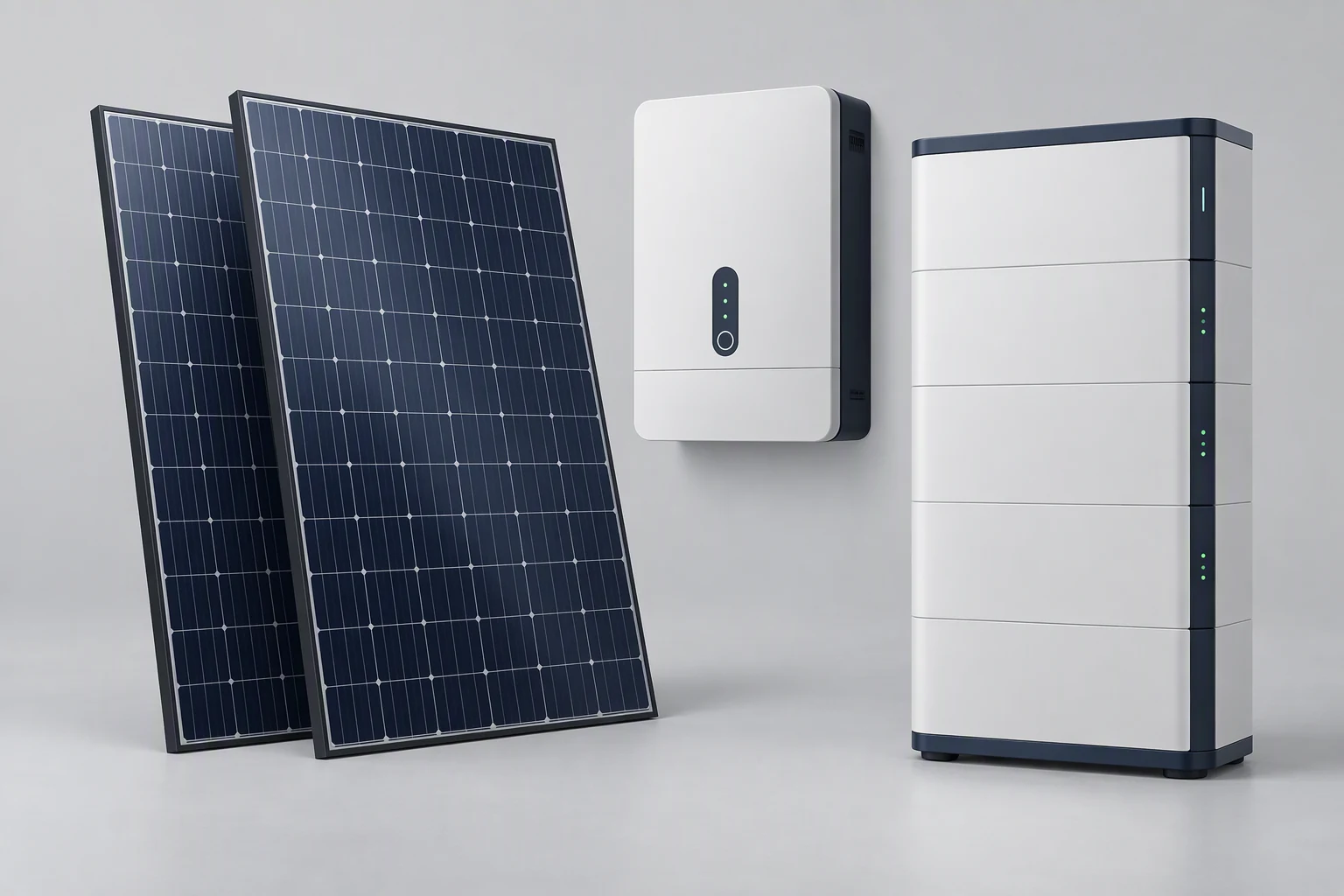 Residential solar, hybrid inverter and battery system concept